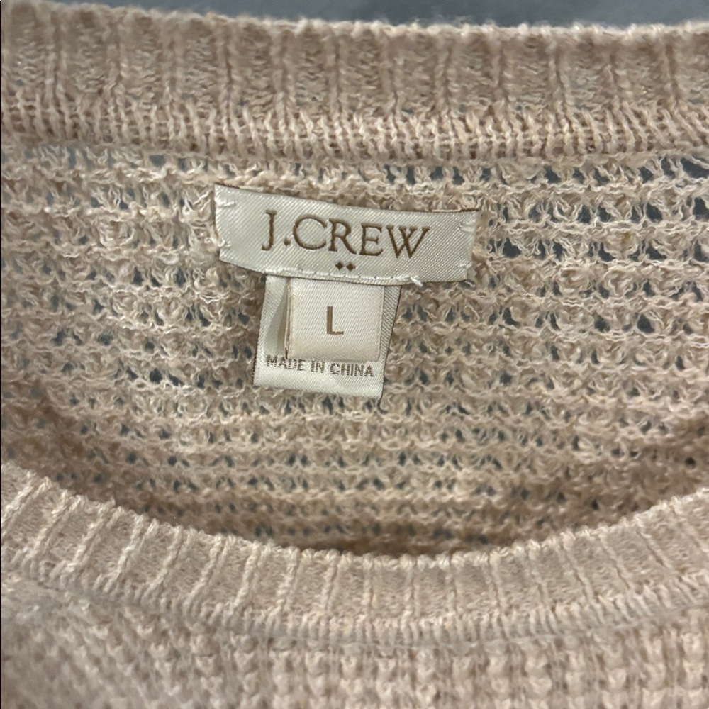 J. Crew Women's Cream waffle knit Sweater size large - Picture 3 of 4